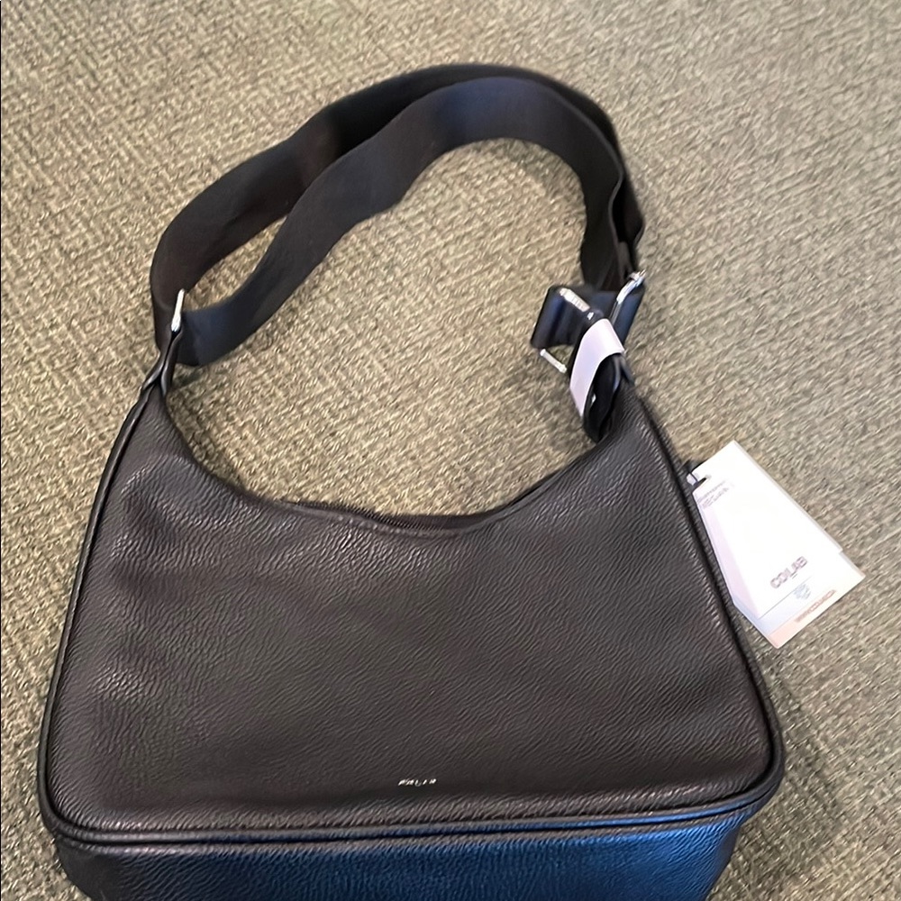 Colab Vegan Black Faux Leather Shoulder Bag